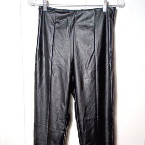 Shein Black PU Leather Blend Womens Medium Pants Side Zip
